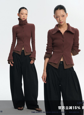 LINY LIBERTY 26SS 假两件收腰显瘦高弹力针织打底衫女上衣T恤