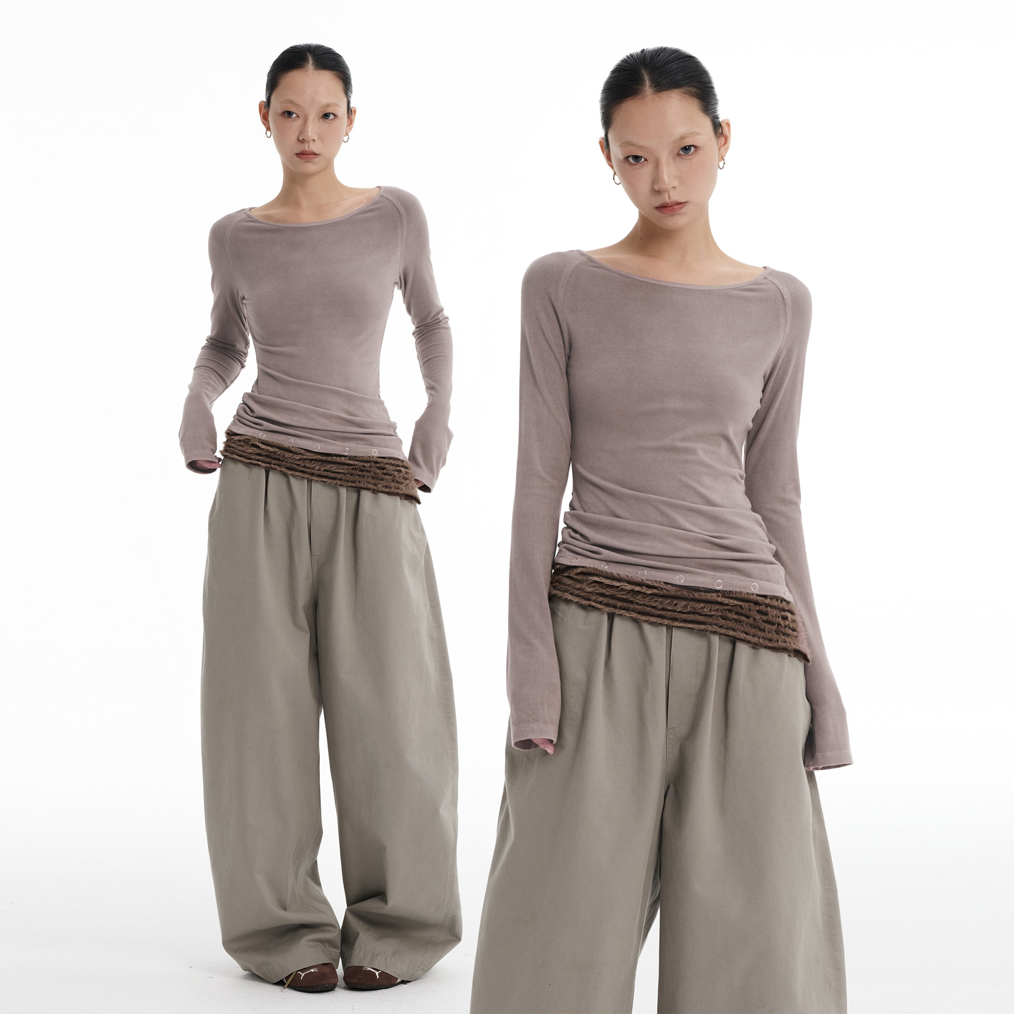 设计感拼接条纹打底衫上衣