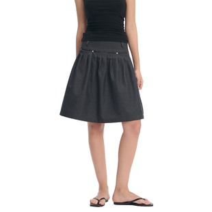 LINY LIBERTY26AW 设计感仿牛仔百褶短裙女高腰铆钉装饰A字半身裙