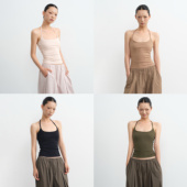 LIBERTY 25SS 设计感挂脖修身 LINY 吊带背心T恤女外穿无袖 上衣