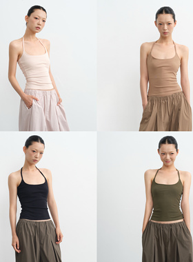 LINY LIBERTY 25SS  设计感挂脖修身吊带背心T恤女外穿无袖上衣