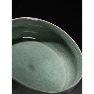 .哥窑汝窑圆茶缸家用茶洗笔洗茶洗缸开片可养陶瓷功夫茶道配件大