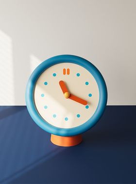 创意简约时钟复古座钟表蓝色卡通挂表挂钟家庭卧室装饰桌面摆件