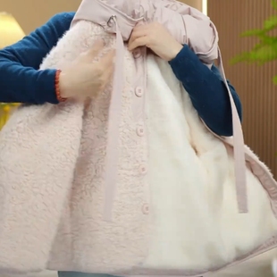 女童冬季新款加绒加厚保暖棉服毛毛衣女宝宝休闲保暖新款连帽外套