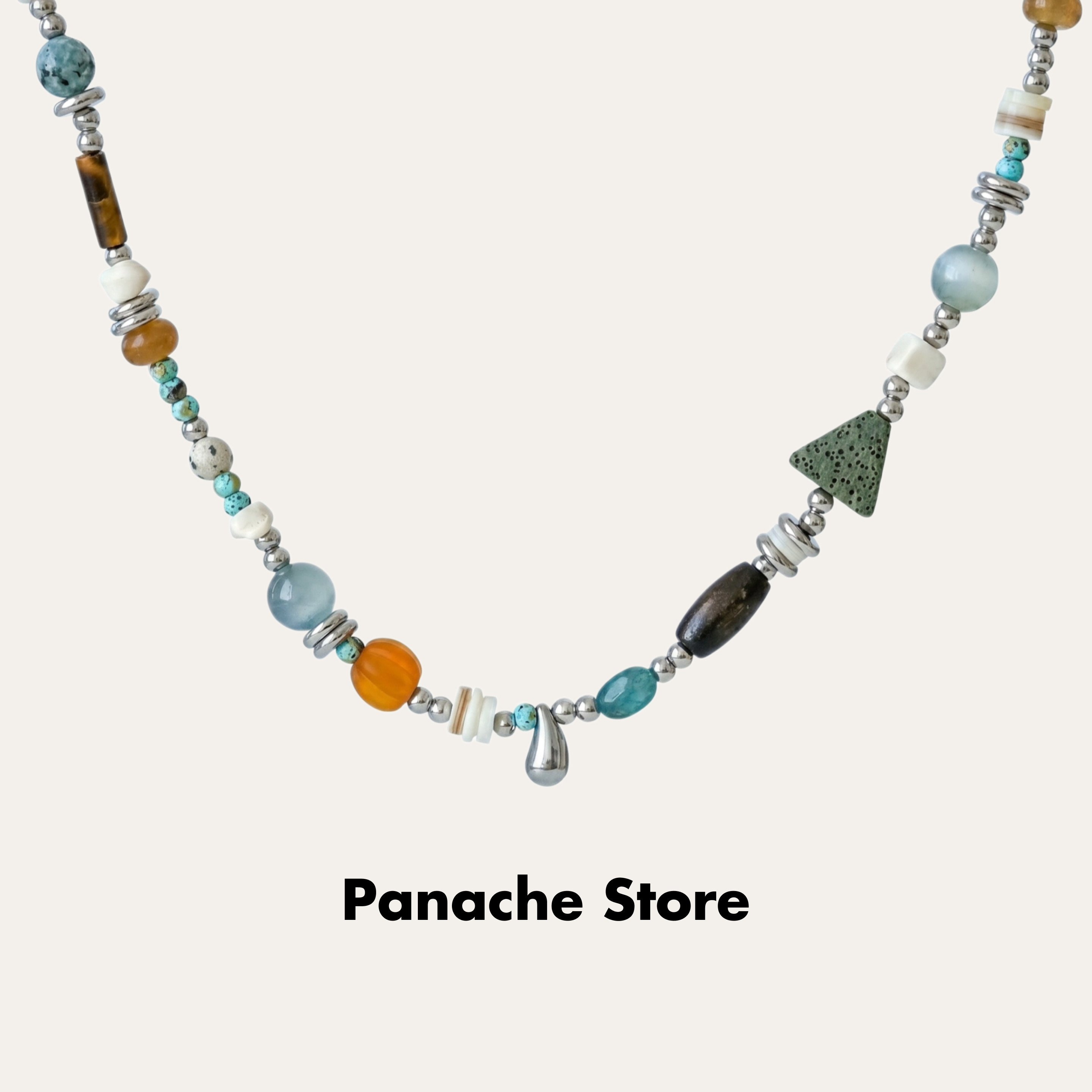 PANACHE 小众复古天然石琉璃串珠项链 新中式个性气质韩系锁骨链