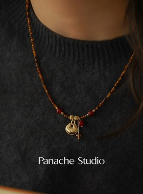 PANACHE 新中式碎冰冰福袋天然石串珠项链 小众复古高级感锁骨链