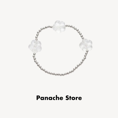 PANACHE 氛围感韩系花朵水晶银珠手链 简约小众设计感天然石手串