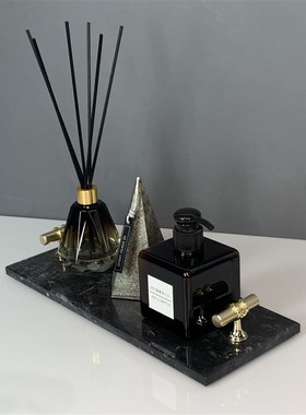 新款现代简约样板房卫生间香薰蜡烛托盘组合套装摆件创意软装饰品