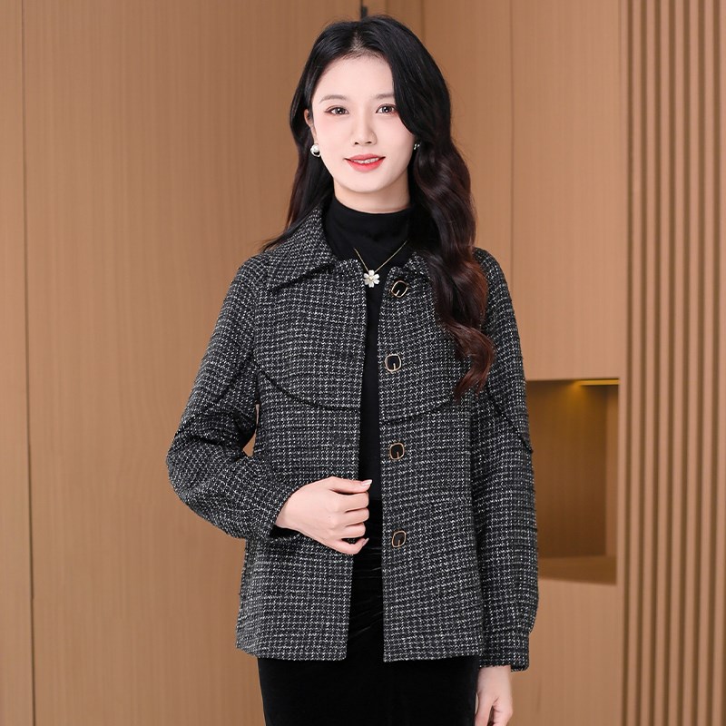 好货格子毛呢外套女2025年新款秋冬小个子妈妈洋气高端中长款大衣