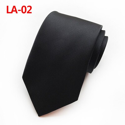 New Men Ties Solid Color Stripe 8cm Jacquard Necktie