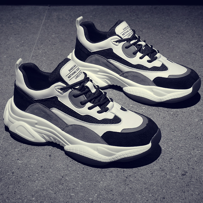 冬季特大码男鞋45潮流熊猫老爹鞋46加绒休闲鞋47加大号运动百搭48