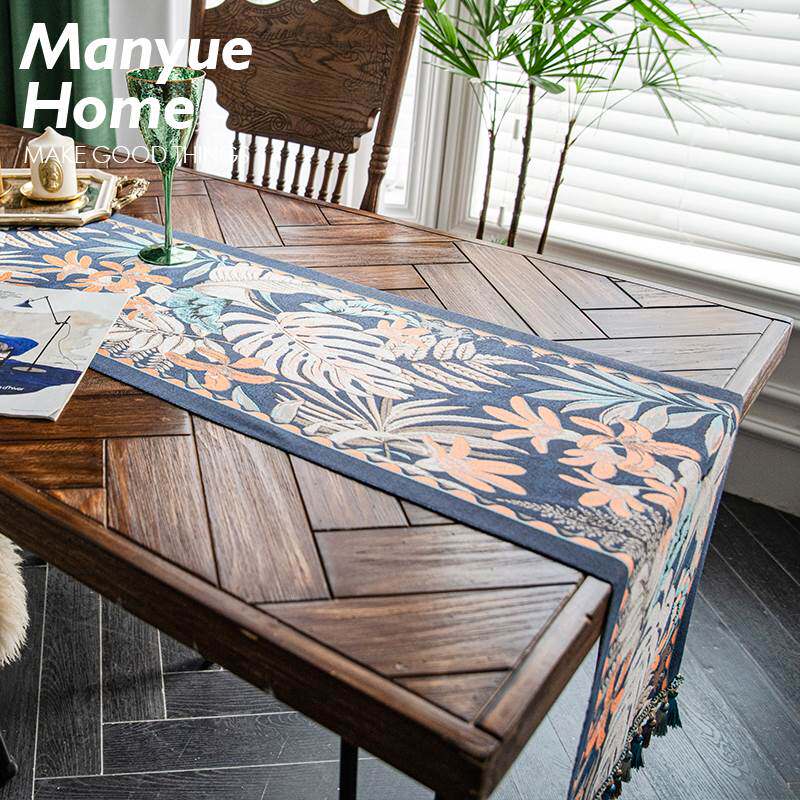 厂家蔓越家 法式复古提花桌旗布艺餐桌旗布茶几电视柜桌布餐桌布