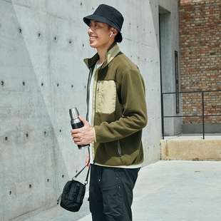 隐者山之道碧山抓绒衣男户外山系保暖拼色时尚休闲简约工装外套