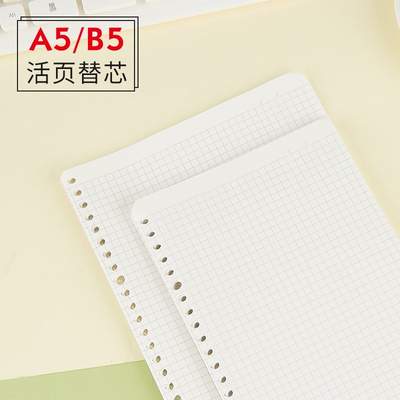 26孔B5方格笔记本活页内芯20孔网格本可拆卸纸空白活页纸活页替芯