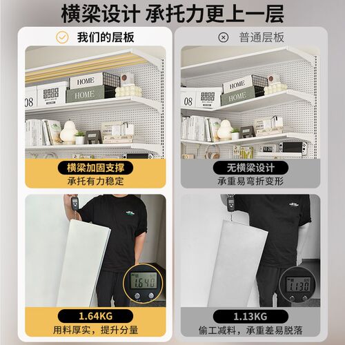 好货洞洞板置物架落地货架书桌上立式靠墙收纳展示架一体学生桌面