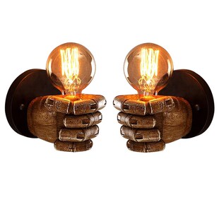 Retro Resin Fist Wall Lamp Bulb Sconces Fixture Home Resin L