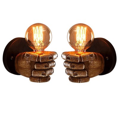 Retro Resin Fist Wall Lamp Bulb Sconces Fixture Home Resin L