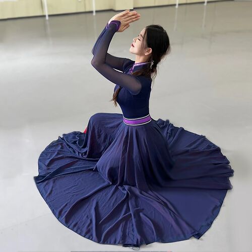 好货蒙族藏族舞蹈演出服装女艺考练习长裙学生民族风大摆裙舞蹈表