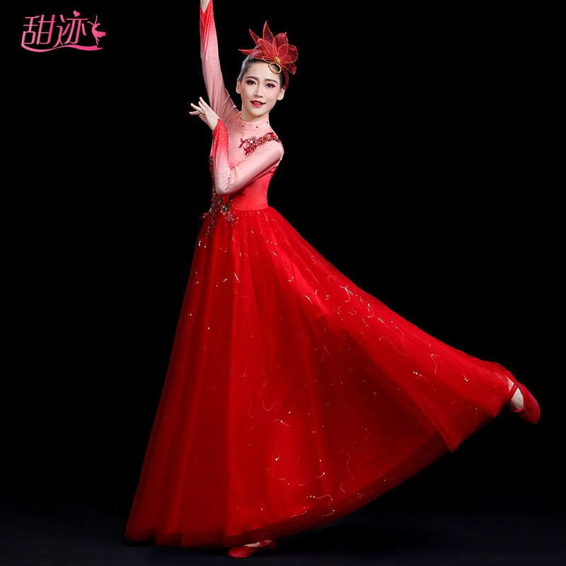 好货开场舞大摆裙演出服大气我和我的祖国歌伴舞演出合唱礼服万疆