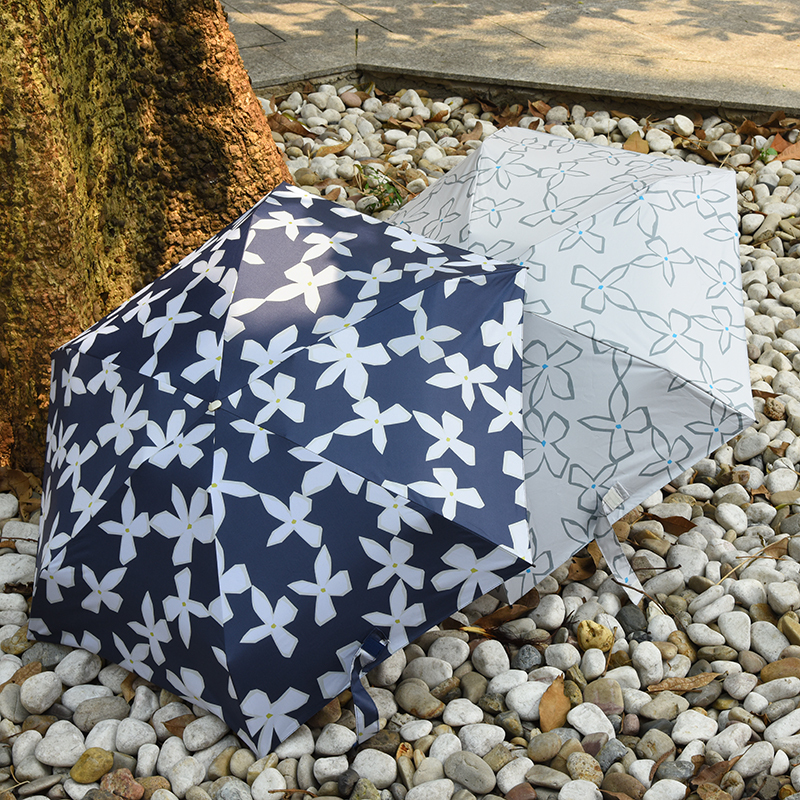 日系口袋伞便携小巧五折遮阳伞黑胶很强防晒晴雨伞两用伞k