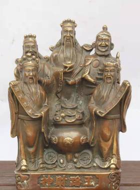 纯铜五路财神爷佛像摆件家用客厅玄关店铺供奉开业礼品财神爷铜像