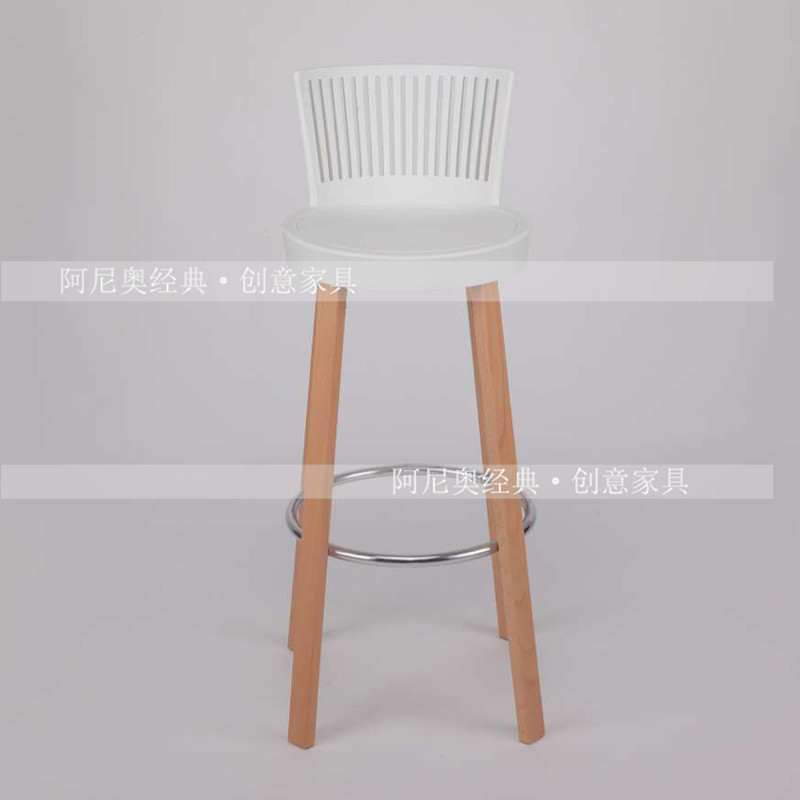实木吧台椅前台高脚凳子简约吧凳时尚长腿椅酒吧椅子家用旋转高凳