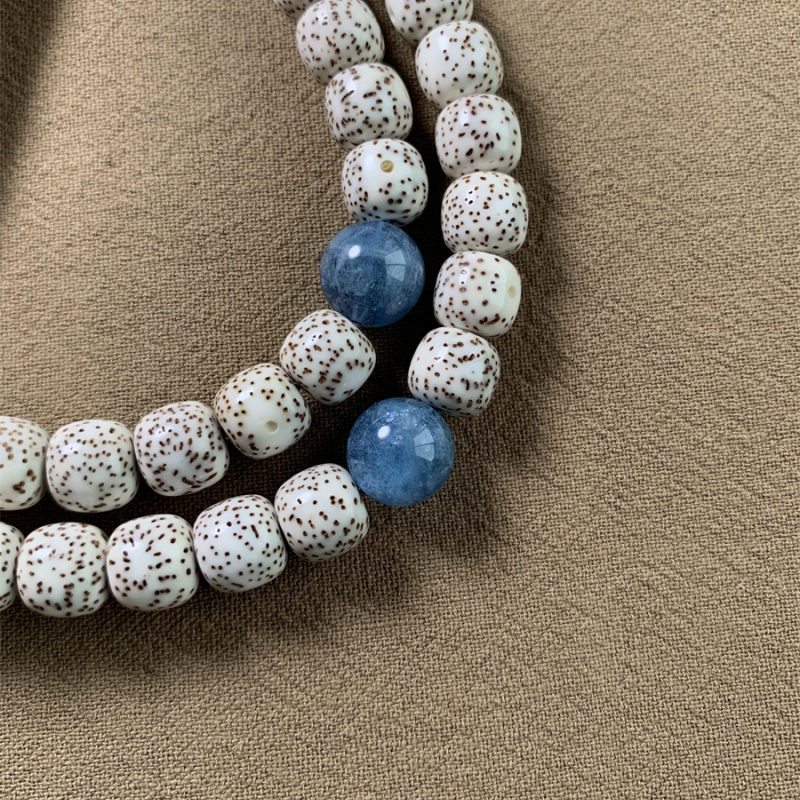 星月菩提108颗佛珠手串项链手錬装饰文玩男女顺白桶珠长串菩提子