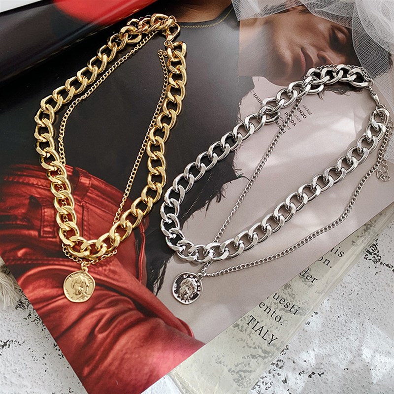 SNG New Fashion Vintage Multi-layer Coin Chain Choker Neckla