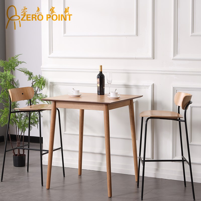 轻奢简约实木铁艺吧椅工业风复古北欧靠背前台椅咖啡厅酒吧高椅子