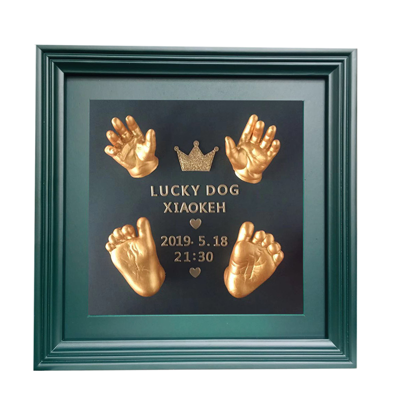 婴儿手模脚模3D立体新生模型石膏胎毛发相框宝宝满月手足印泥纪念