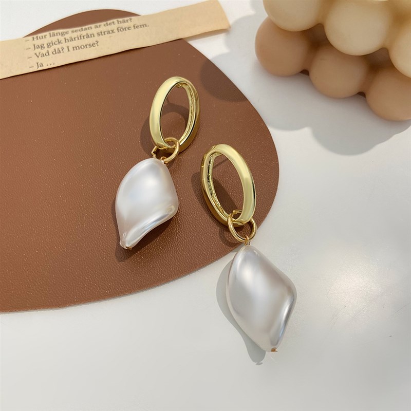 法式轻奢巴洛克异形珍珠耳环 ins时尚气质小众设计不规则珍珠耳钉
