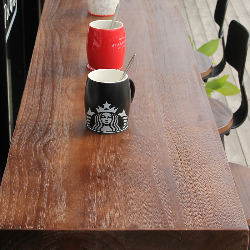 美式复古铁艺实木吧台桌椅做旧高脚椅吧台凳星吧台桌吧椅