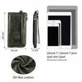 Genuine RFID Leather Long Contacts Women Fashion Wallet Car