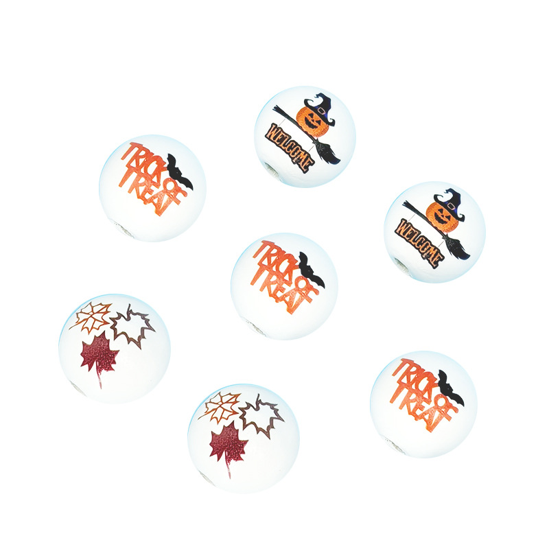 Halloween Hot Selling 20Pcs/Pack Round Beads 16mm Hemu Print