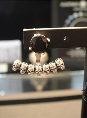 Thomas Sabo 骷髅头 黑色缟玛瑙 纯银 可拆分耳针 H1907