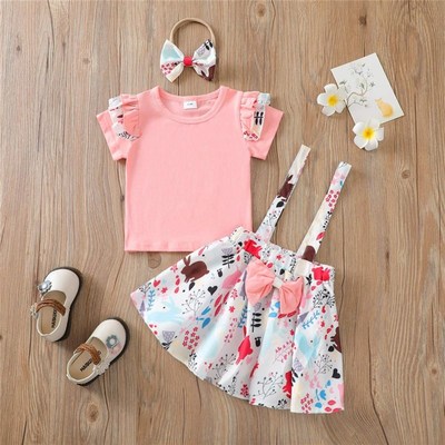 newNew chilren's wdea dot backskirt three piece set - gr