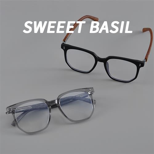 认准抖音Sweetbasil/紫淑超轻TR90木纹腿眼镜框大框复古近视散光