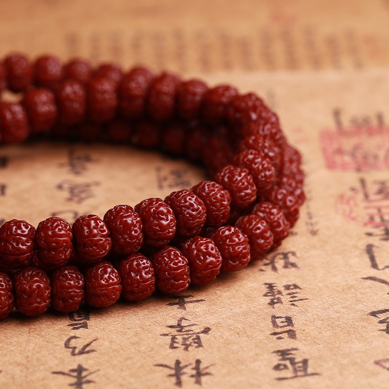 天然机刷玉化包浆小金刚菩提子手串108颗佛珠手链男女六瓣文玩