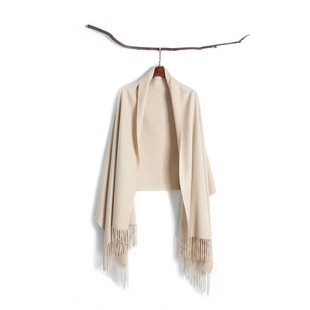 2025新款秋冬季水波纹纯山羊绒围巾男女款高端长款双面厚保暖披肩