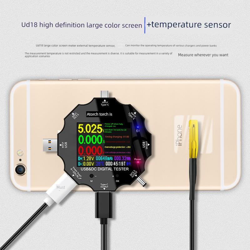 聚威Ud18直流测试仪USB电压表电流表检测器c型Pd快速充电功率计