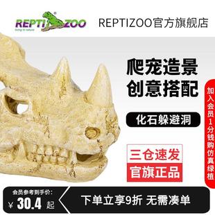 瑞皮Reptizoo爬虫树脂躲避屋造景爬宠化石彷真动物头骨装饰摆饰