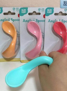 美国Bumkins婴儿弯头歪把勺宝宝训练勺子儿童保温吸盘碗辅食餐具