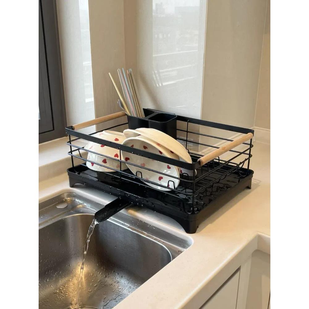 碗碟收纳架双层沥水架碗筷餐具收纳盒台面碗柜高端多功能置物架