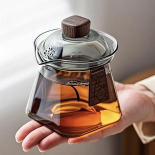 玻璃盖碗茶杯单个家用防烫手抓壶高档泡茶具一人用不烫手功夫茶具