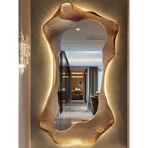法式艺术感穿衣镜设计师全身镜壁挂不规则造型试衣镜创意异形镜子