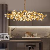 艺术创意现代轻奢饭厅吊灯别墅客厅水晶灯大气高档全铜茶室吧台灯