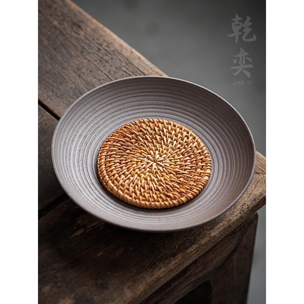 日式粗陶壶承陶瓷手工覆古茶具紫砂养壶干泡台覆古茶壶底座托壶垫