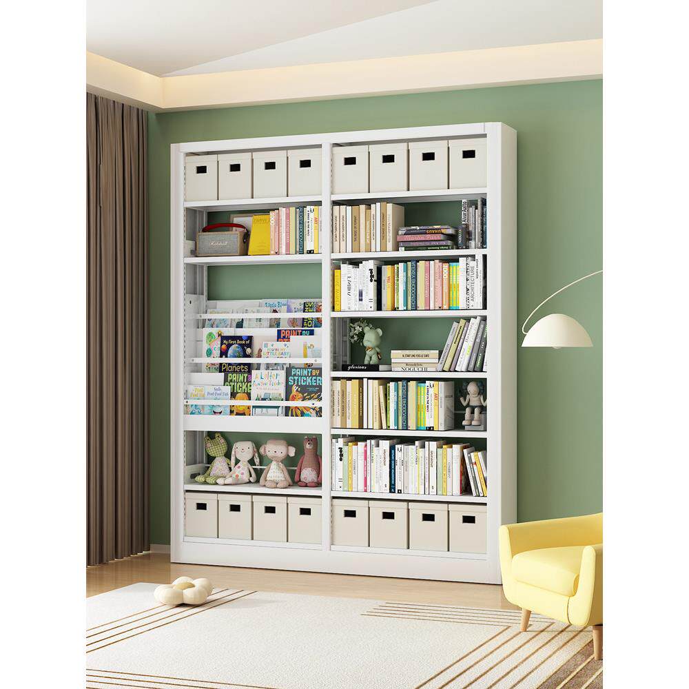 家用图书馆钢制书架落地置物架儿童书柜绘本架客厅简约铁艺储物架