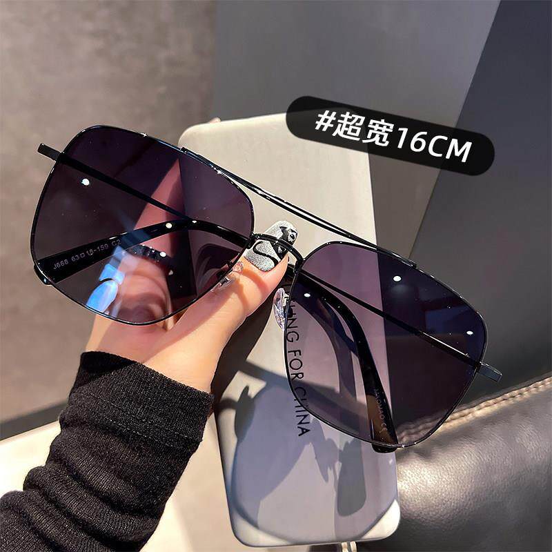 超轻舒适大框16cm蛤蟆镜男士大脸休闲 金属框太阳眼镜痞帅显脸小