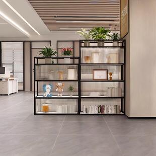 办公室玻璃隔断柜公司绿植花架围栏矮柜半墙工位双面置物架屏风